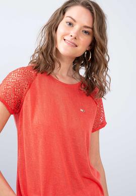 Kadın Kırmızı Bisiklet Yaka T-Shirt - 50202089022