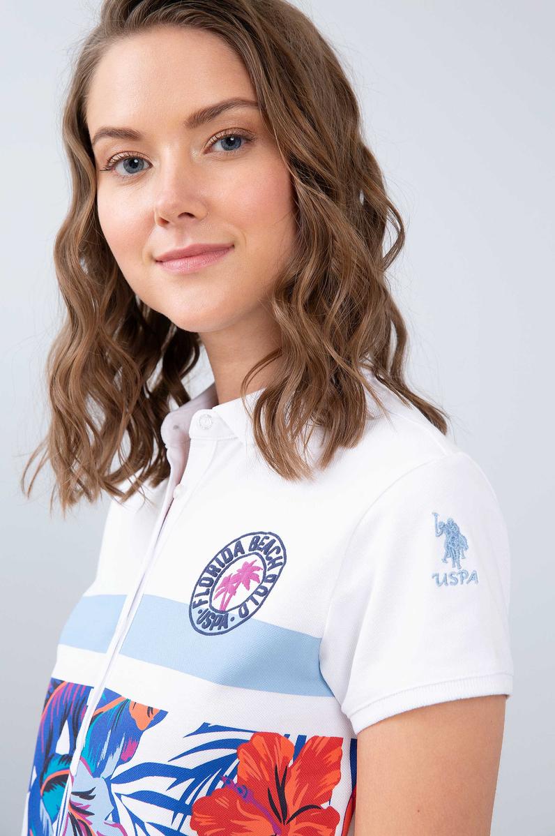 Kadın Beyaz Polo Yaka T-Shirt