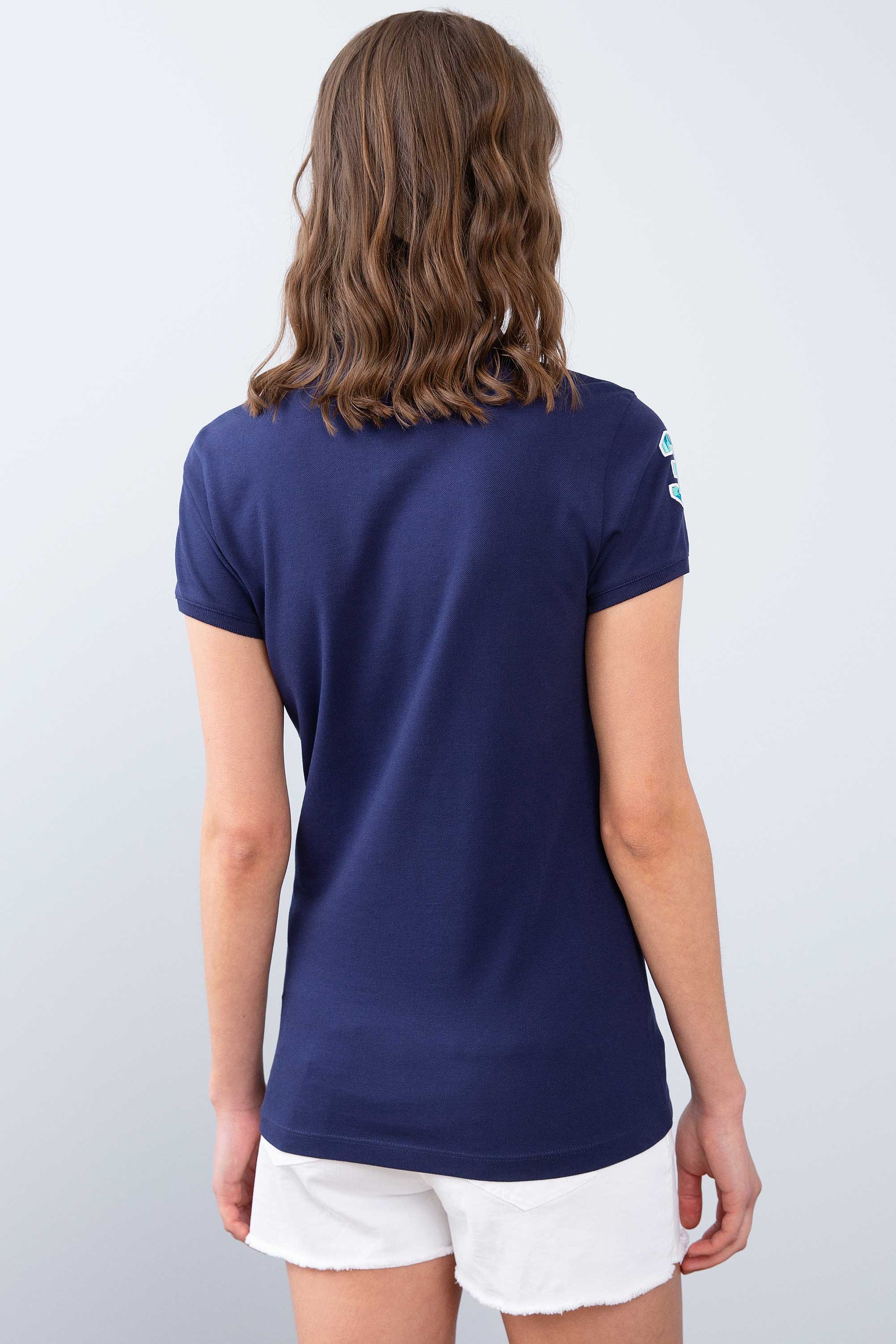 Kadın Lacivert Polo Yaka T-Shirt - Image 3