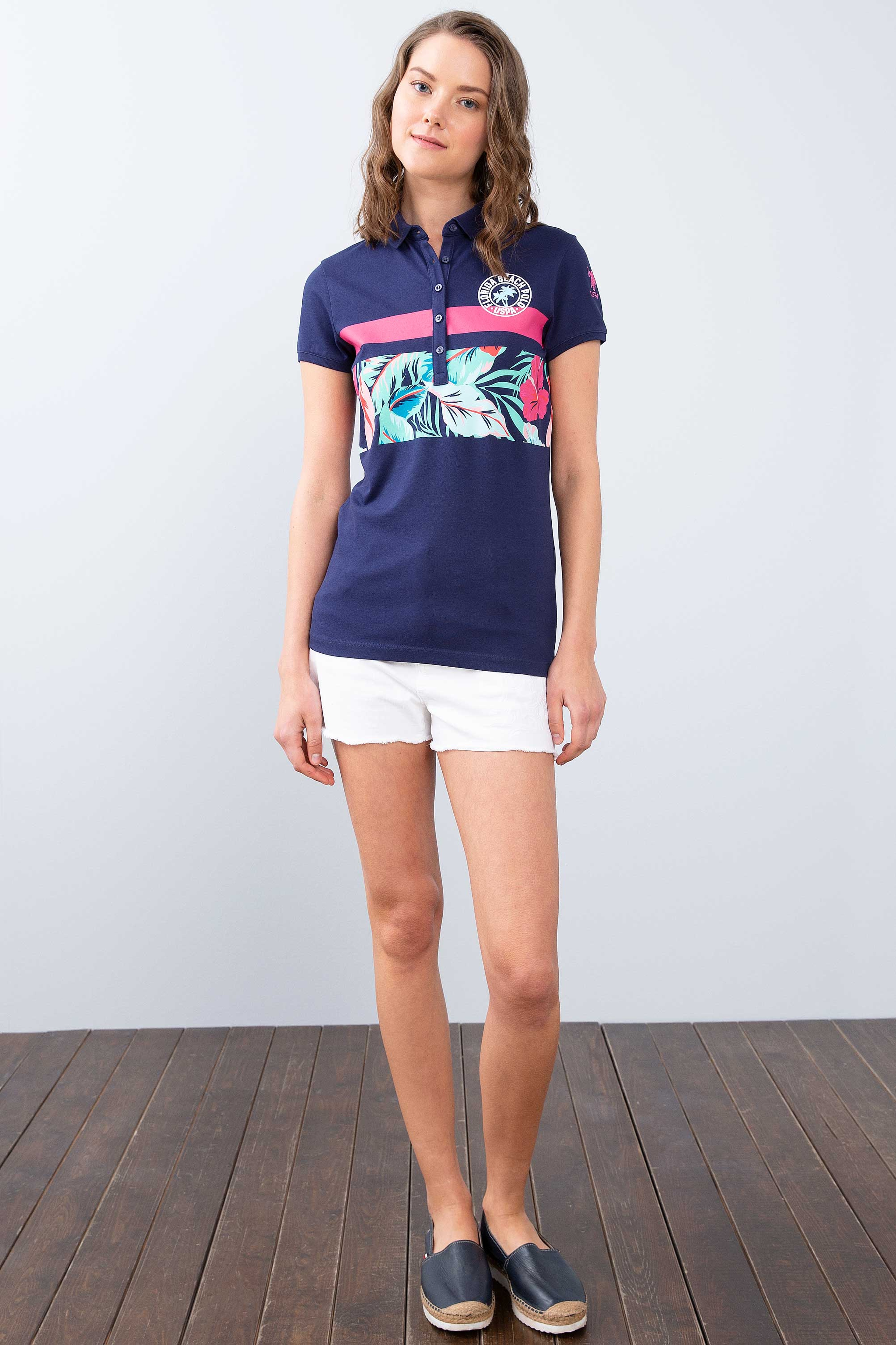 Kadın Lacivert Polo Yaka T-Shirt
