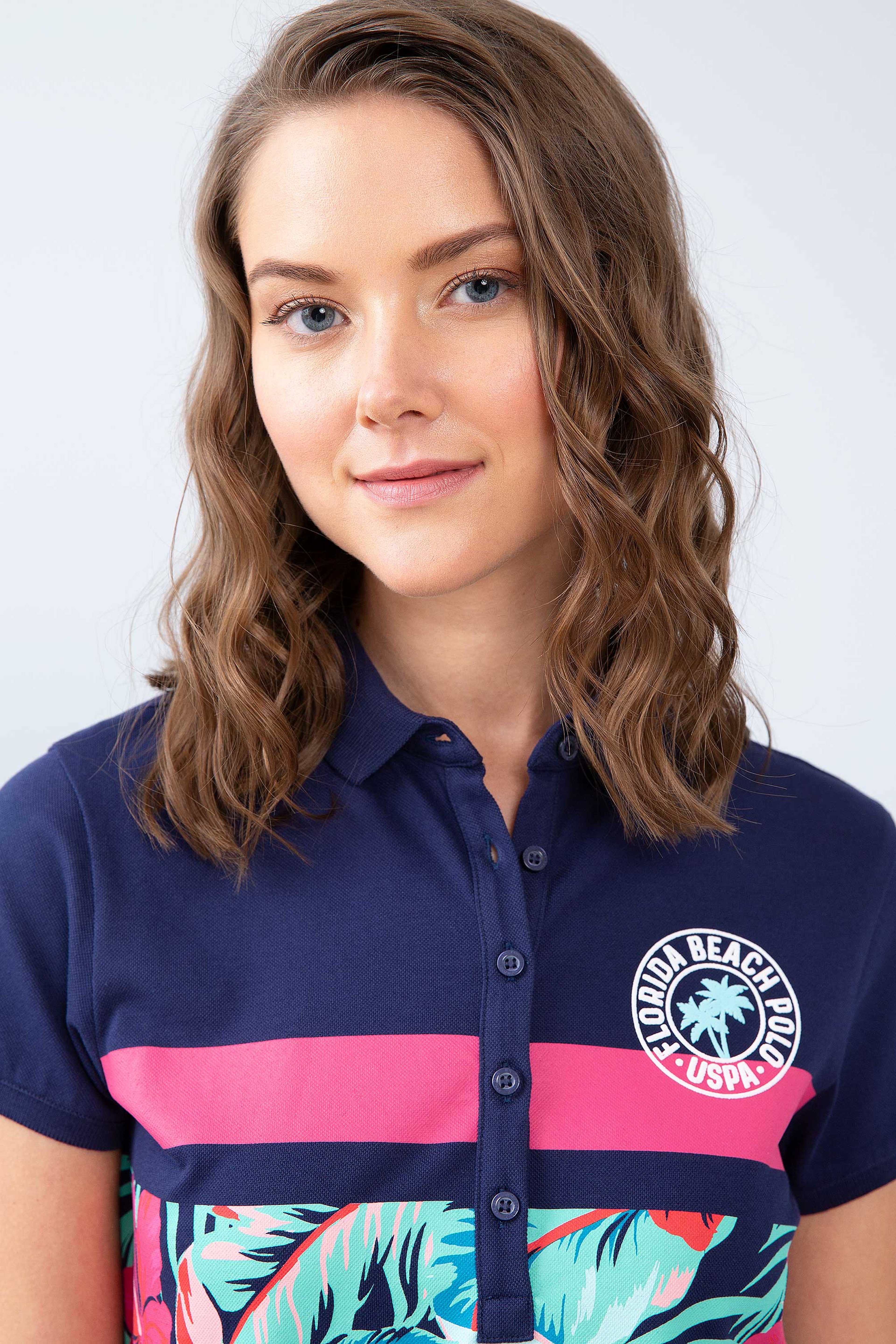 Kadın Lacivert Polo Yaka T-Shirt - Image 1