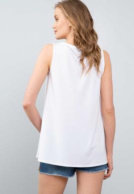 Kadın Beyaz Bisiklet Yaka Kolsuz Tişört - 50202137008