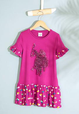 Kız Çocuk Pembe Örme Elbise - 50202164019