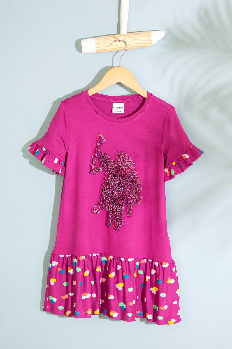 Kız Çocuk Pembe Örme Elbise