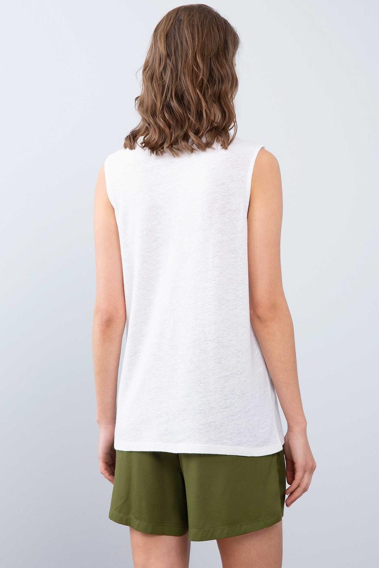 Kadın Beyaz V - Yaka T-Shirt - 50202173001