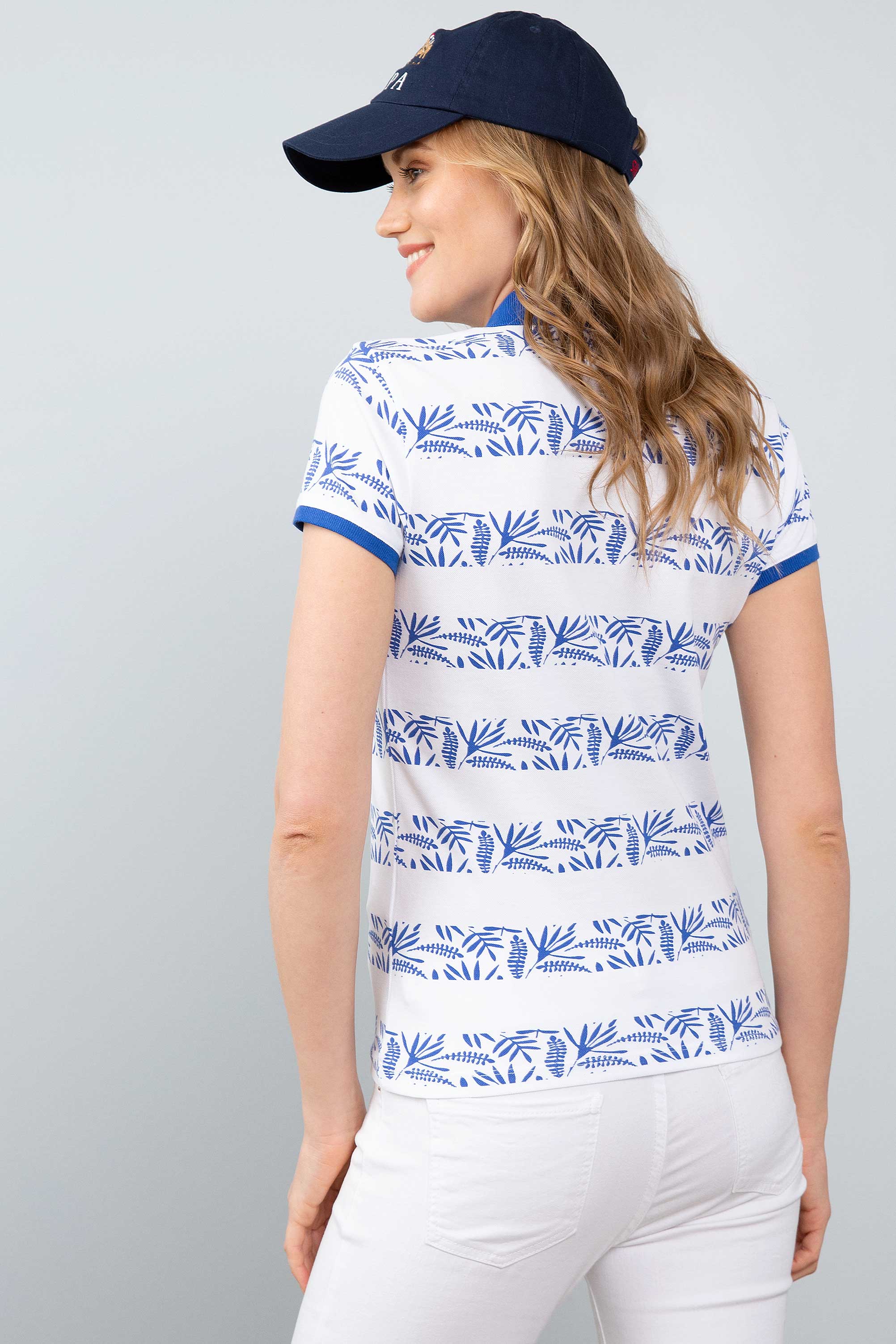 Kadın Mavi Polo Yaka T-Shirt - Image 3
