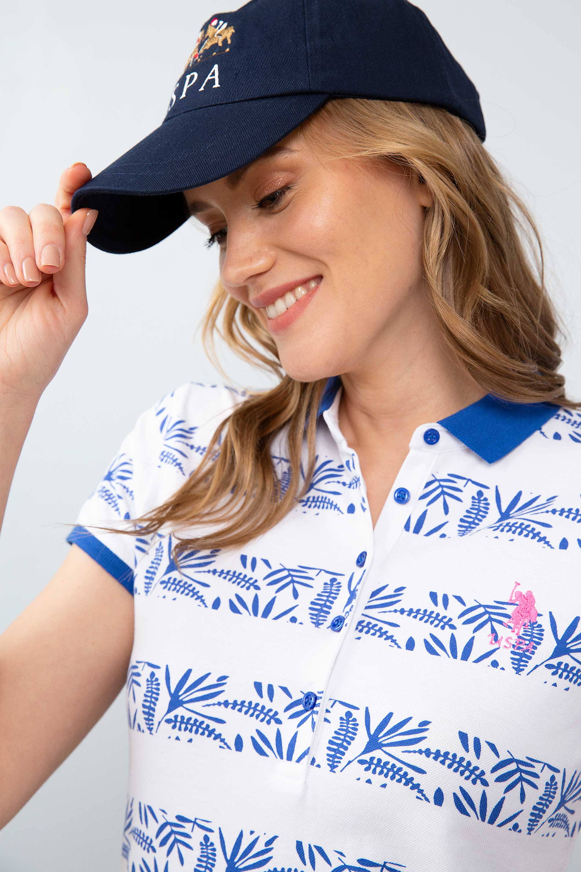 Kadın Mavi Polo Yaka T-Shirt - Image 1