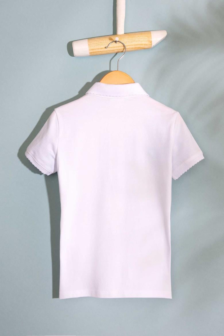 Kız Çocuk Beyaz Polo Yaka Tişört - 50202240002