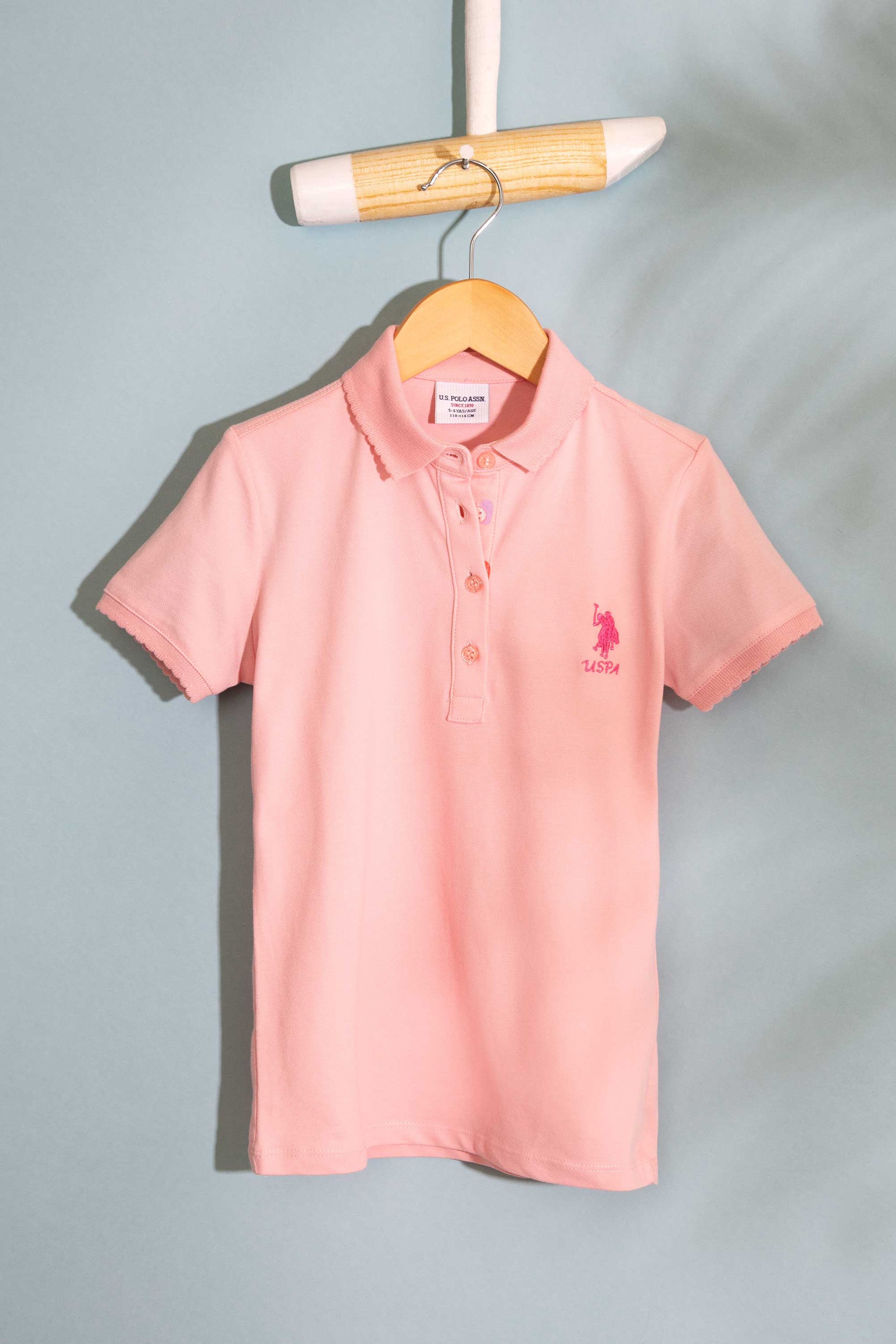 Kız Çocuk Pembe Polo Yaka Tişört - Image 1