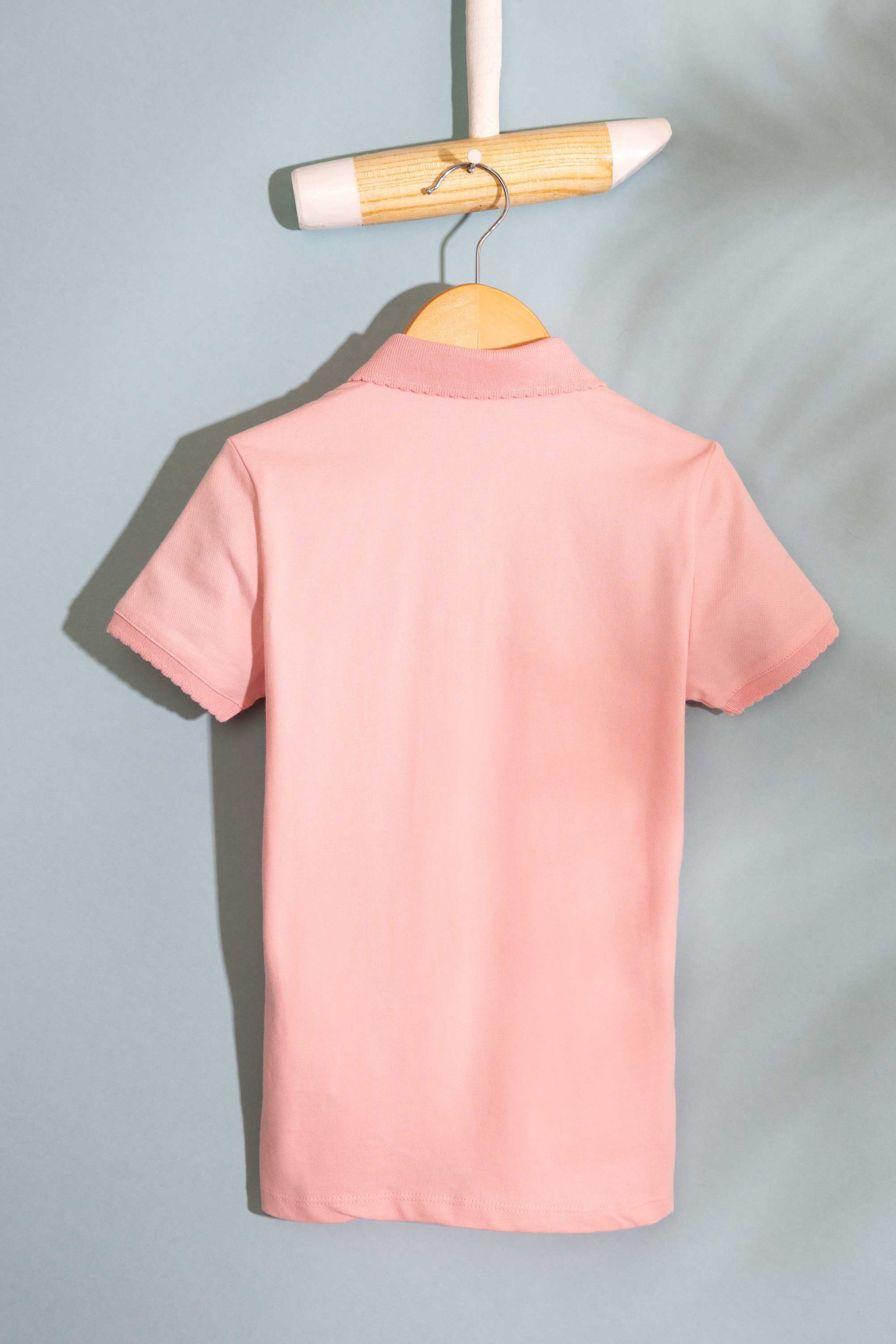 Kız Çocuk Pembe Polo Yaka Tişört - Image 3
