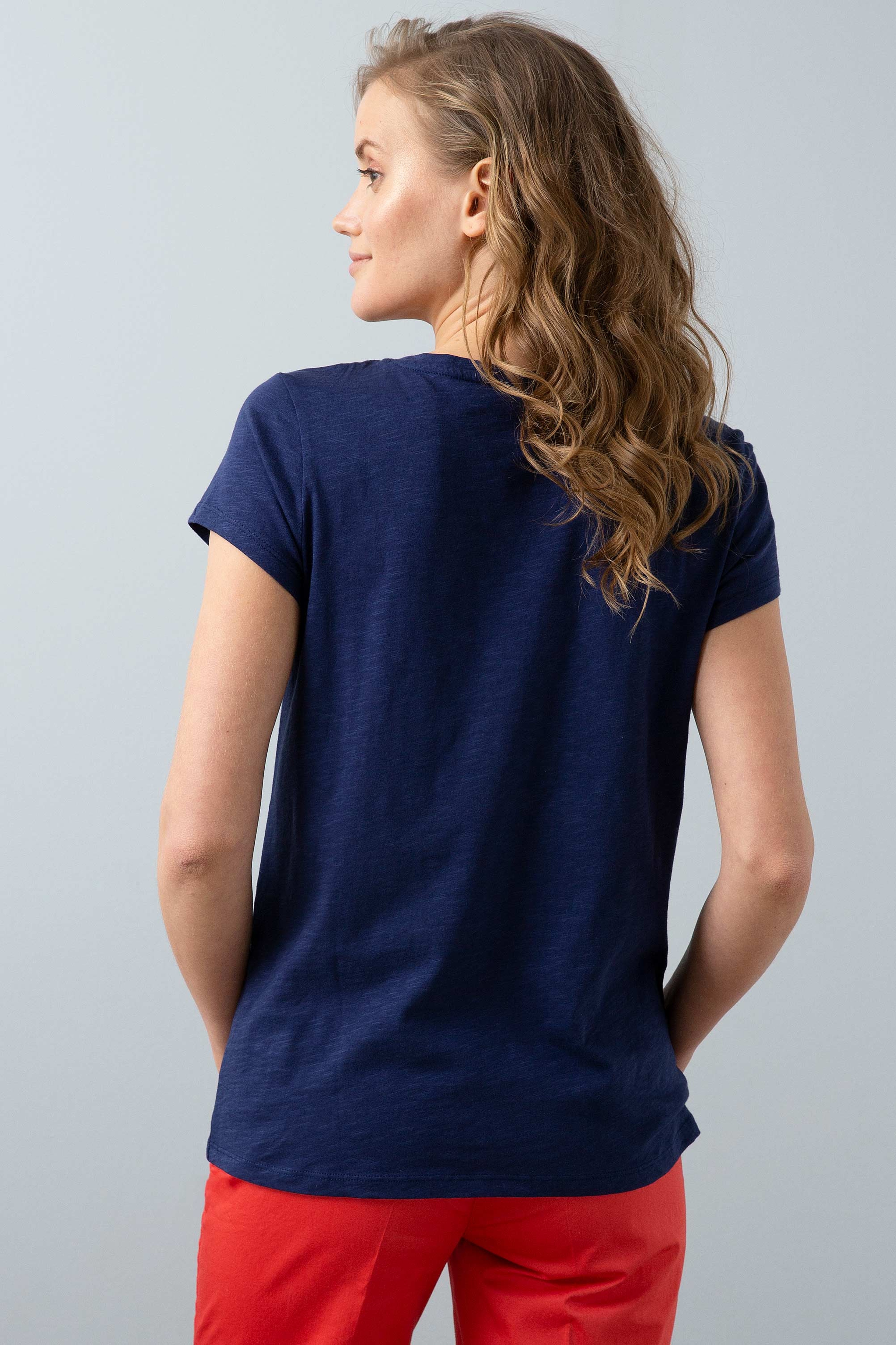 Kadın Lacivert Bisiklet Yaka T-Shirt