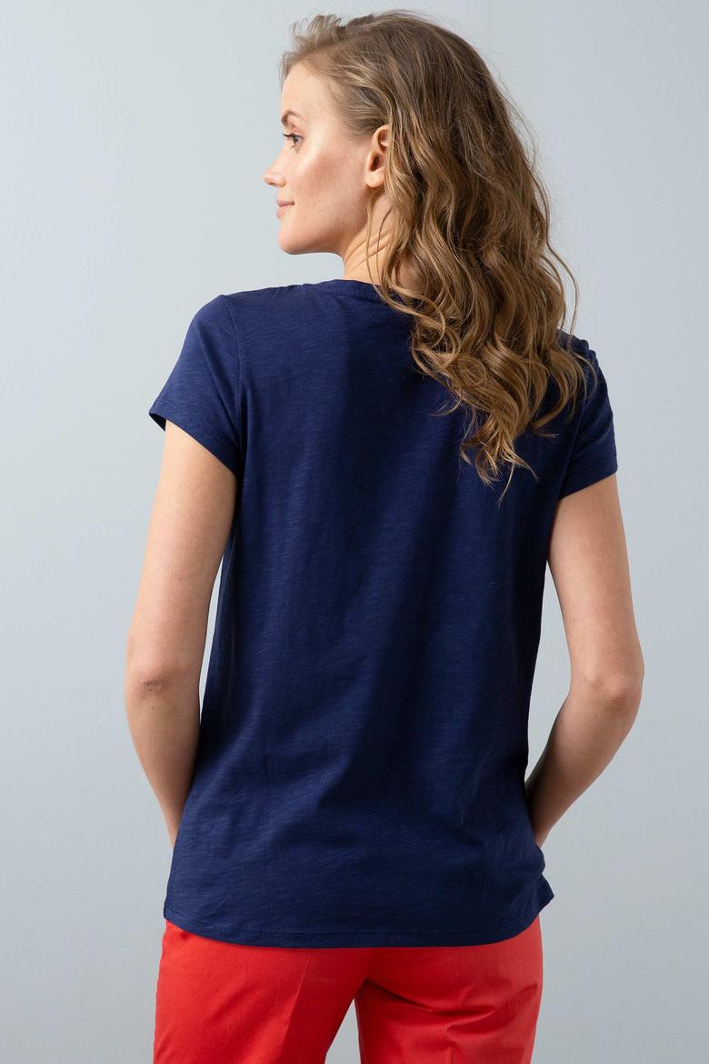 Kadın Lacivert Bisiklet Yaka T-Shirt - 50204160021