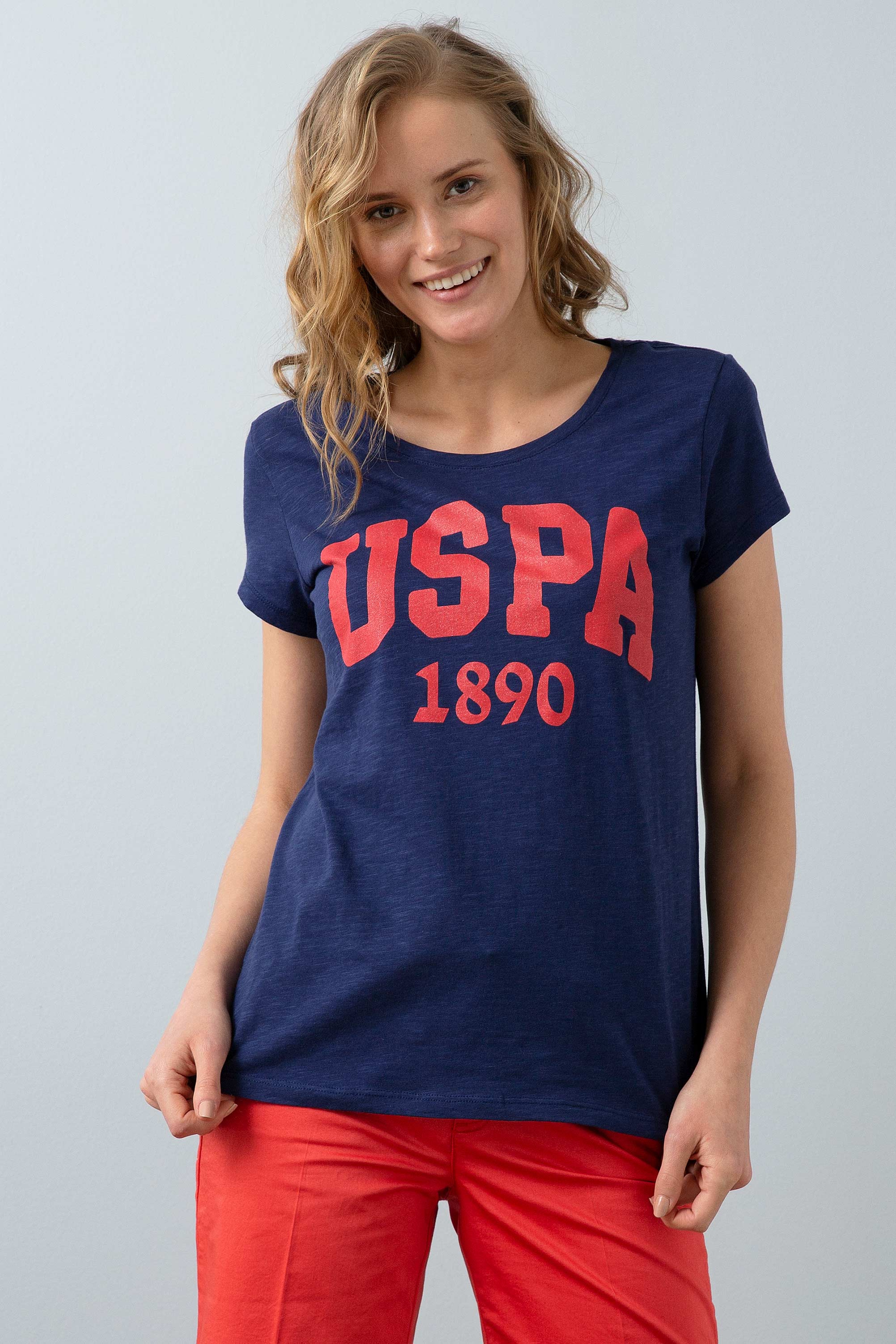 Kadın Lacivert Bisiklet Yaka T-Shirt - Image 1