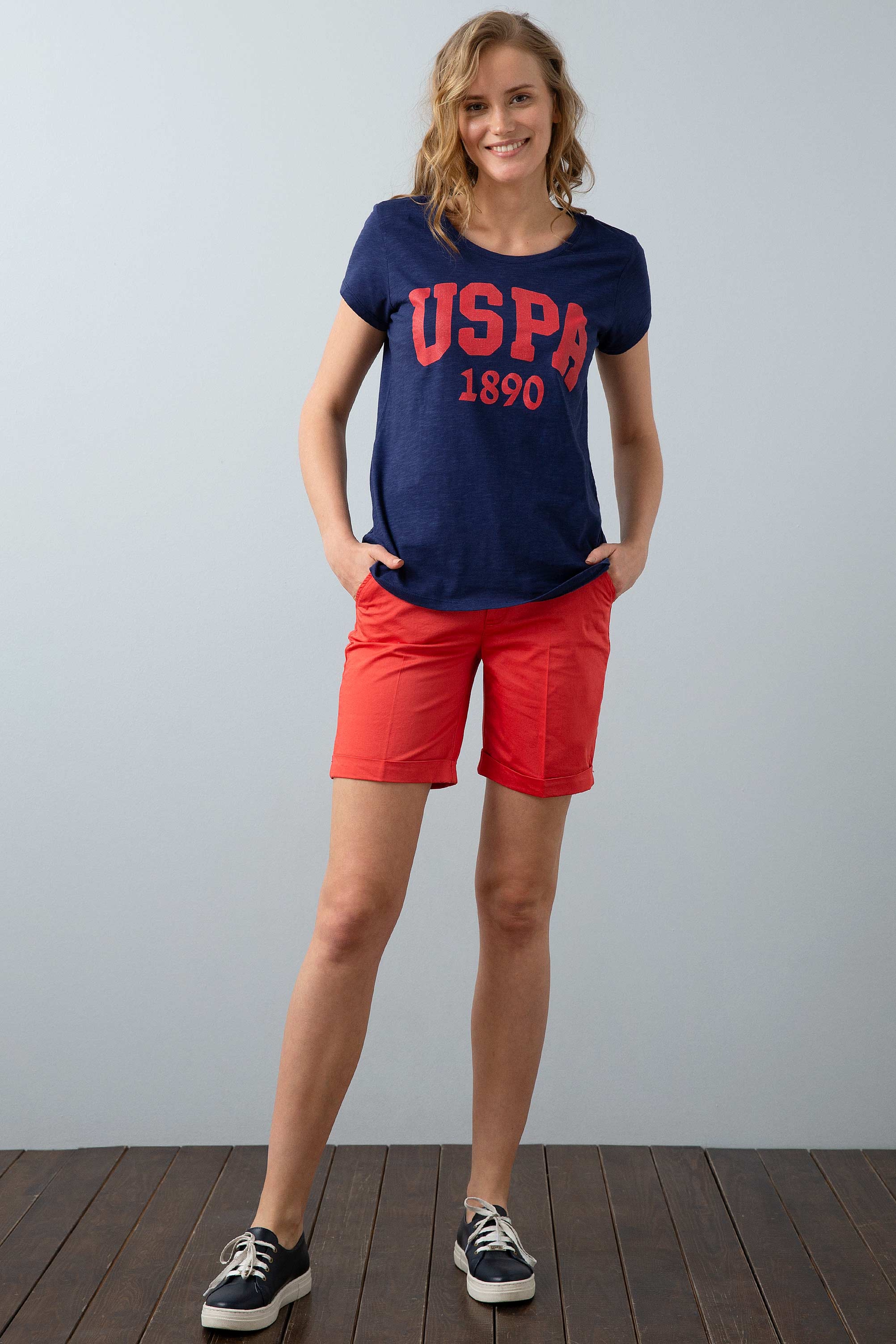 Kadın Lacivert Bisiklet Yaka T-Shirt - Image 3