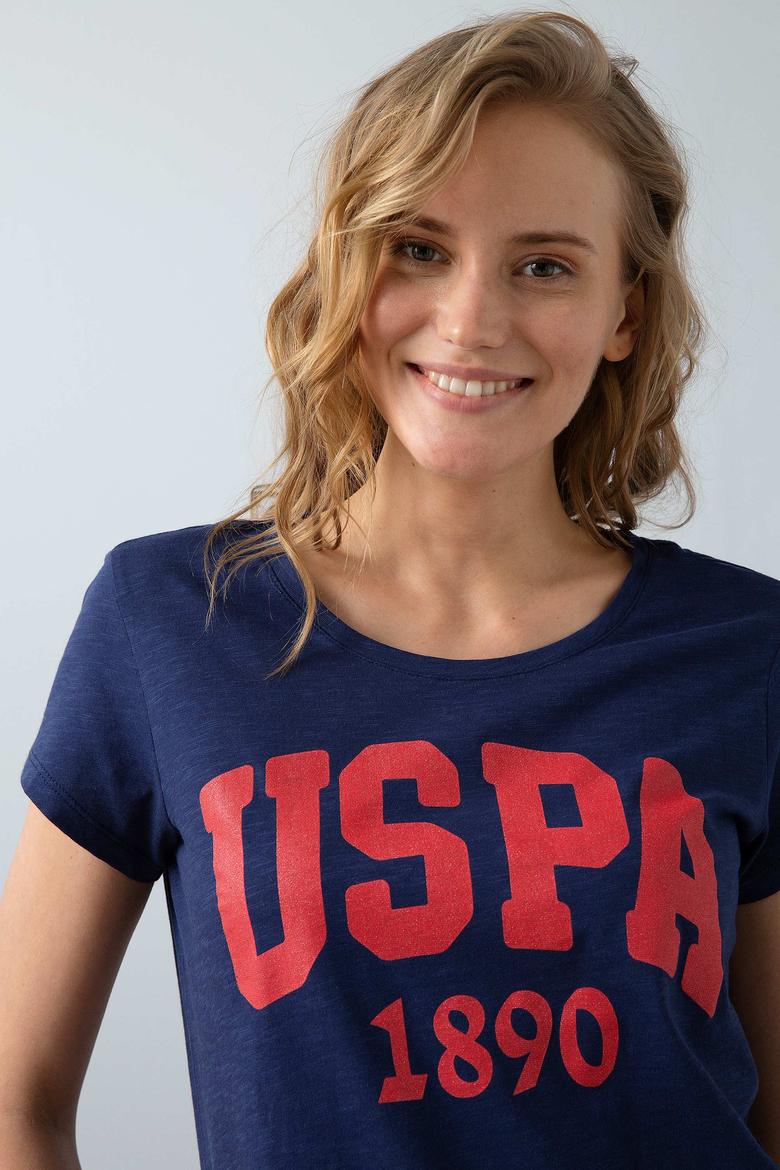 Kadın Lacivert Bisiklet Yaka T-Shirt - 50204160021