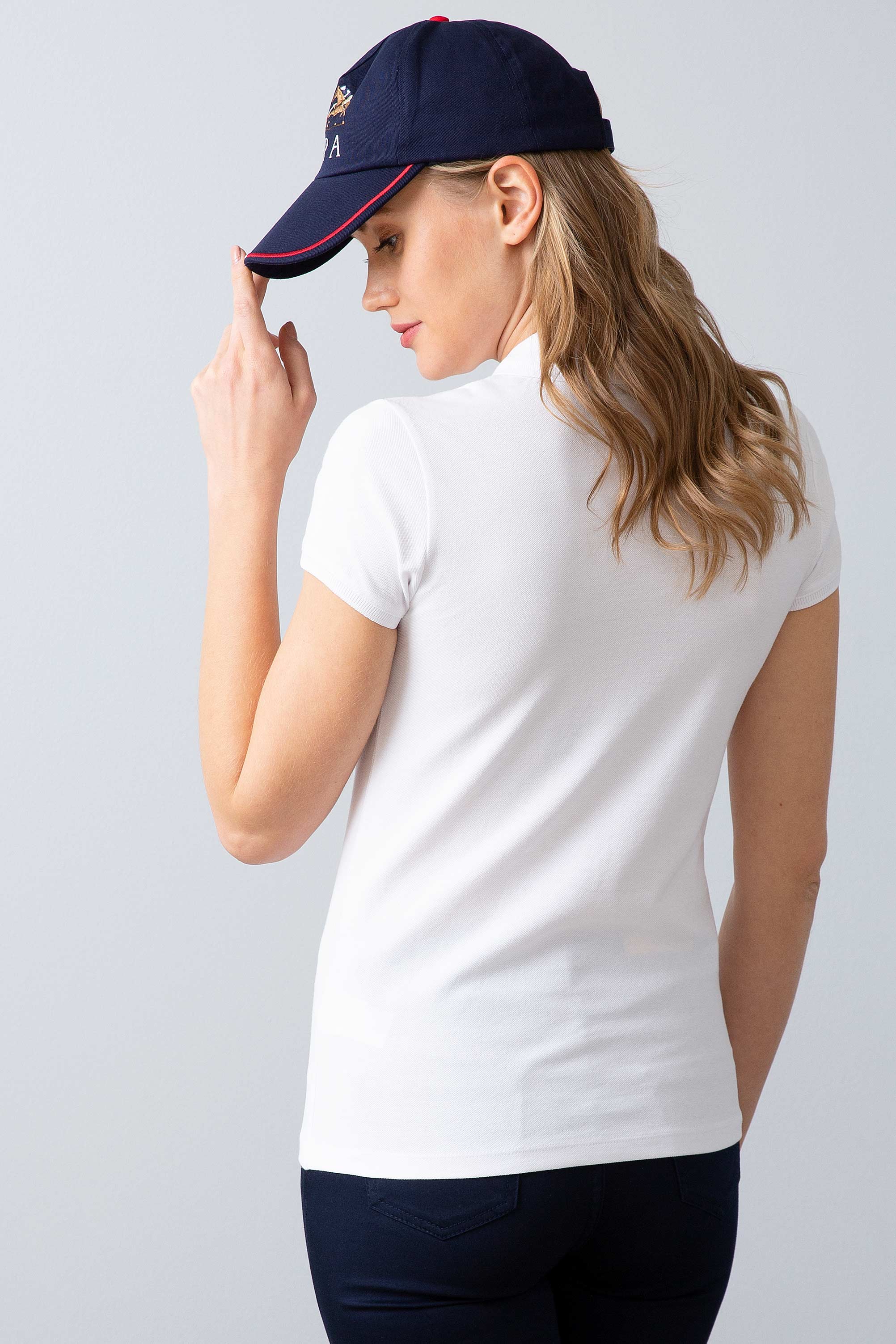 Kadın Beyaz Polo Yaka T-Shirt - Image 5