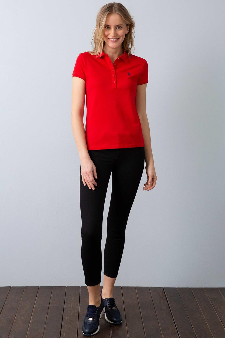 Kadın Kırmızı Polo Yaka T-Shirt - 50204742051
