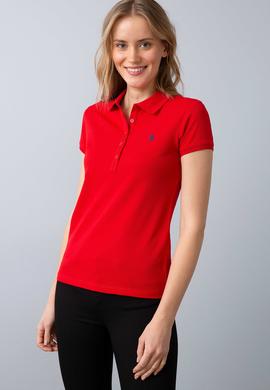 Kadın Kırmızı Polo Yaka T-Shirt - 50204742051