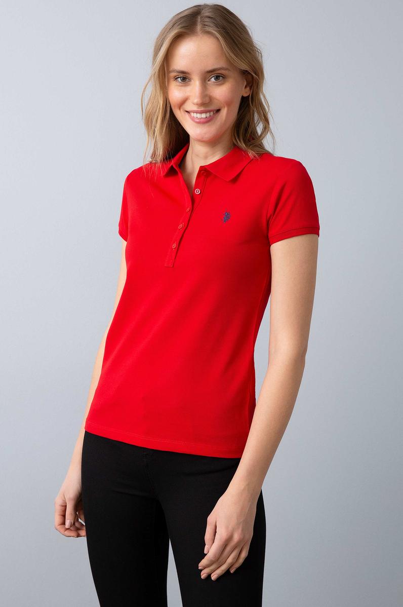 Kadın Kırmızı Polo Yaka T-Shirt