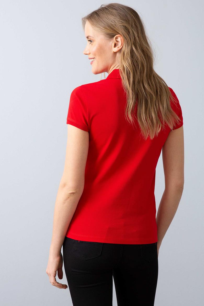 Kadın Kırmızı Polo Yaka T-Shirt - 50204742051