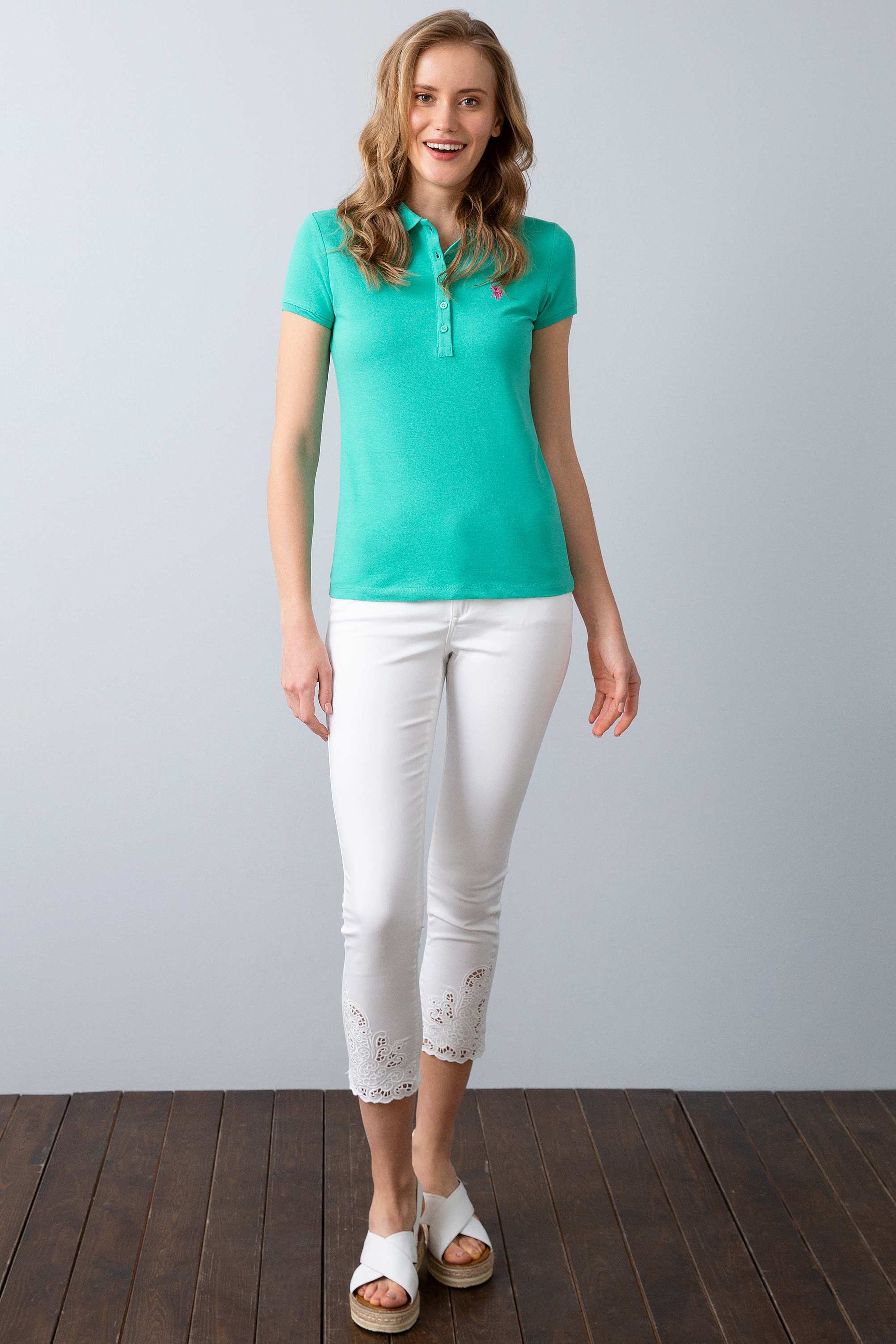Kadın Yeşil Polo Yaka T-Shirt