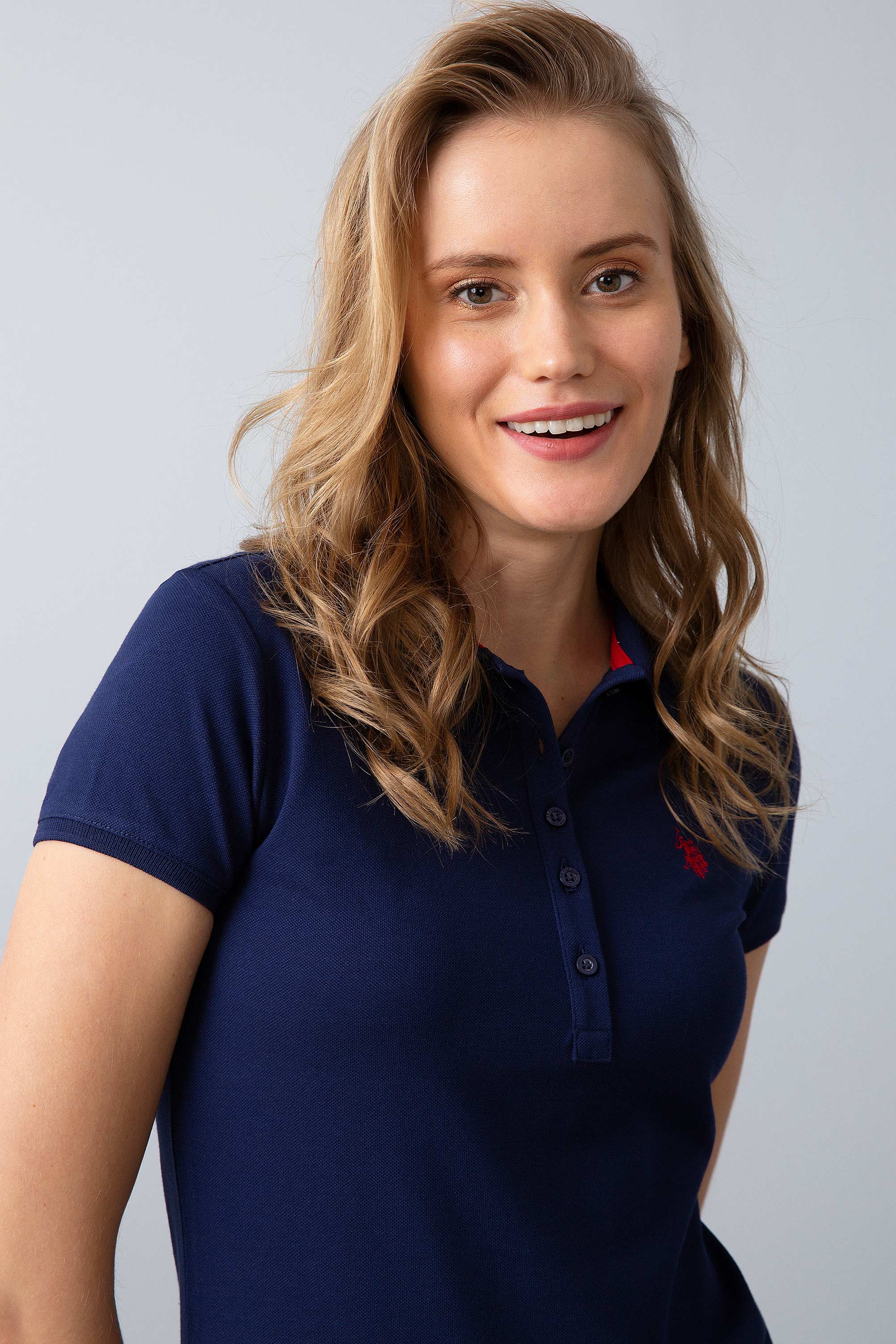 Kadın Lacivert Polo Yaka T-Shirt - Image 1