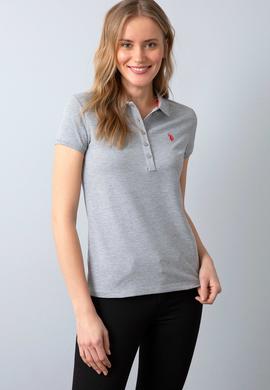 Kadın Gri Polo Yaka T-Shirt - 50204742055