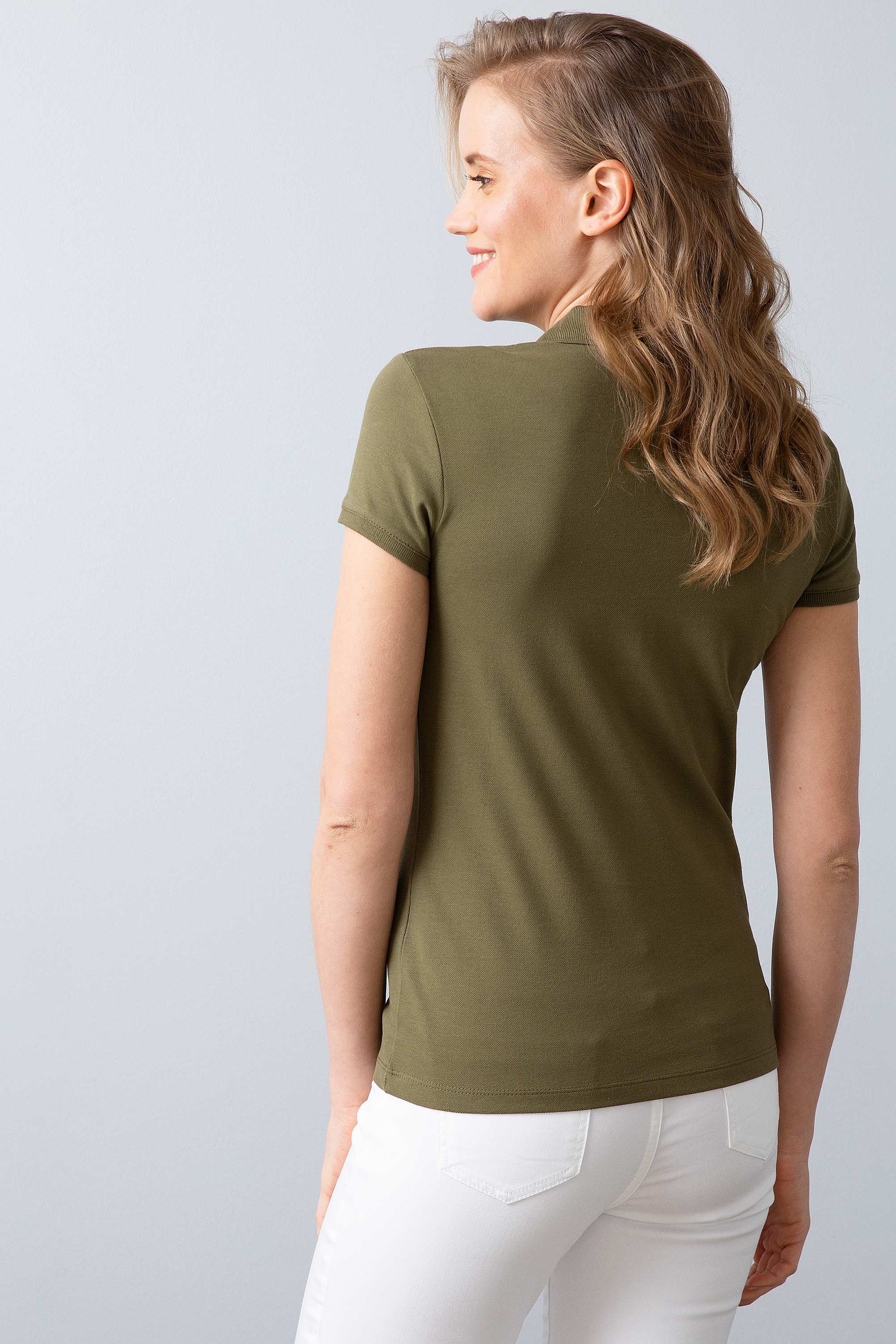 Kadın Yeşil Polo Yaka T-Shirt Basic
