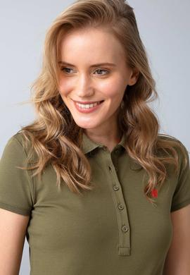 Kadın Yeşil Polo Yaka T-Shirt Basic - 50204742069