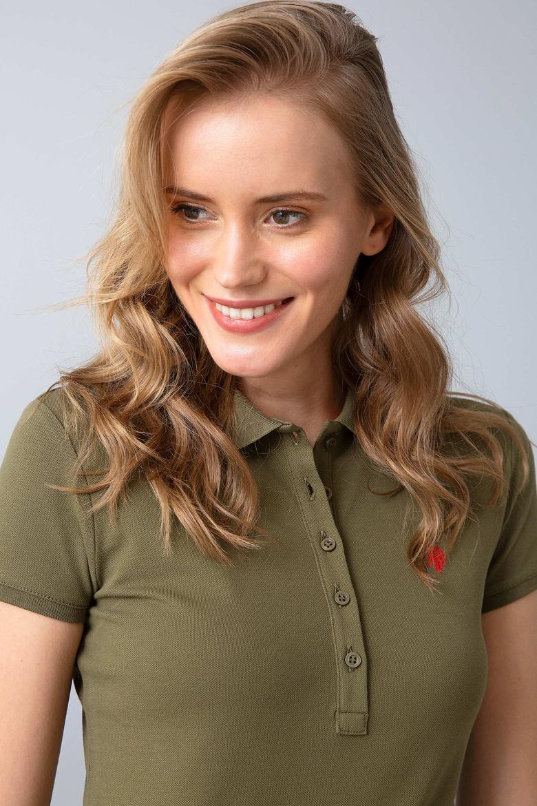 Kadın Yeşil Polo Yaka T-Shirt Basic - 50204742069