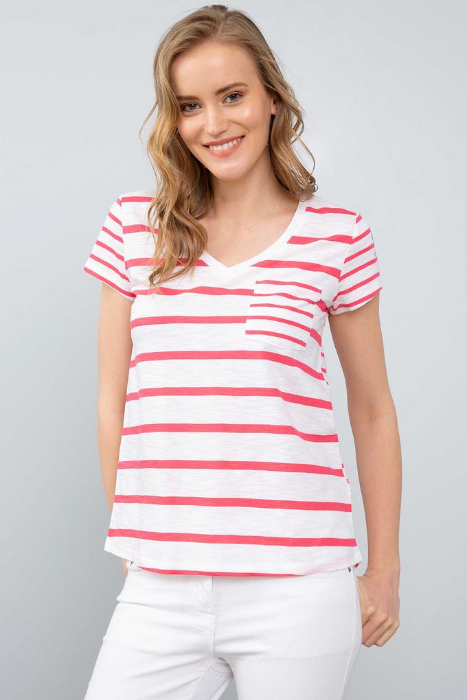 Kadın Pembe V - Yaka T-Shirt