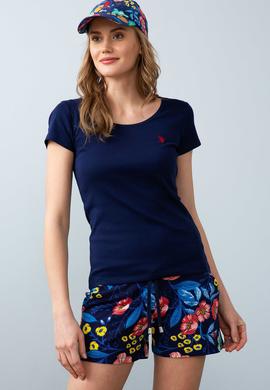 Kadın Lacivert Bisiklet Yaka T-Shirt Basic - 50204841043