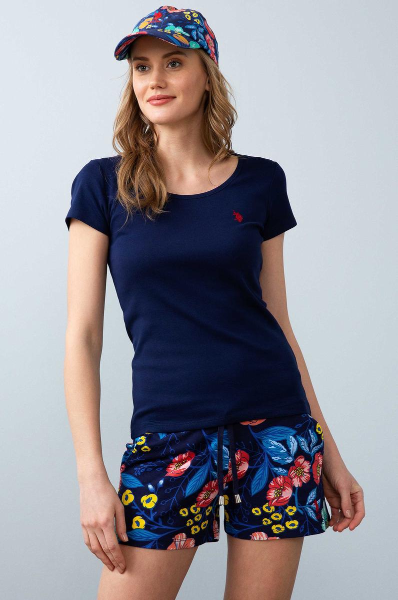 Kadın Lacivert Bisiklet Yaka T-Shirt Basic