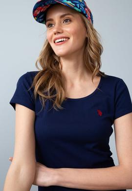 Kadın Lacivert Bisiklet Yaka T-Shirt Basic - 50204841043