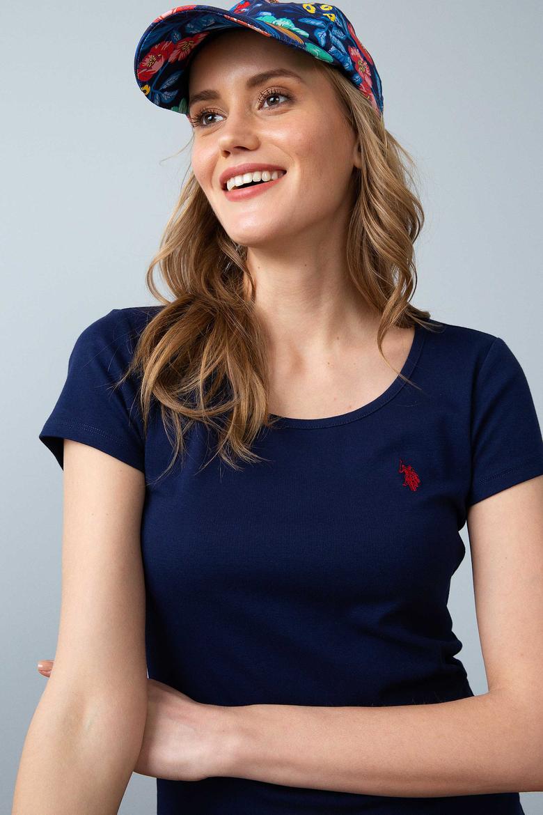 Kadın Lacivert Bisiklet Yaka T-Shirt Basic - 50204841043