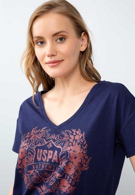 Kadın Lacivert V - Yaka T-Shirt - 50204842006