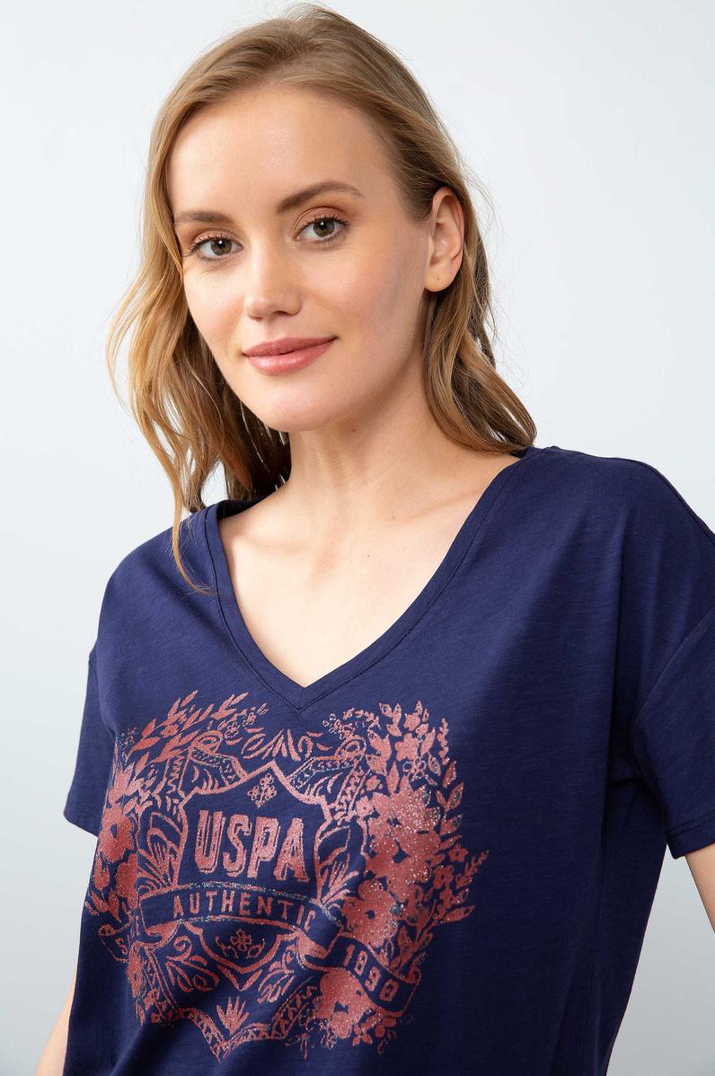 Kadın Lacivert V - Yaka T-Shirt