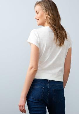 Kadın Beyaz Bisiklet Yaka T-Shirt - 50204844006