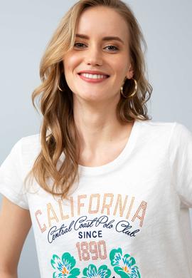 Kadın Beyaz Bisiklet Yaka T-Shirt - 50204844006