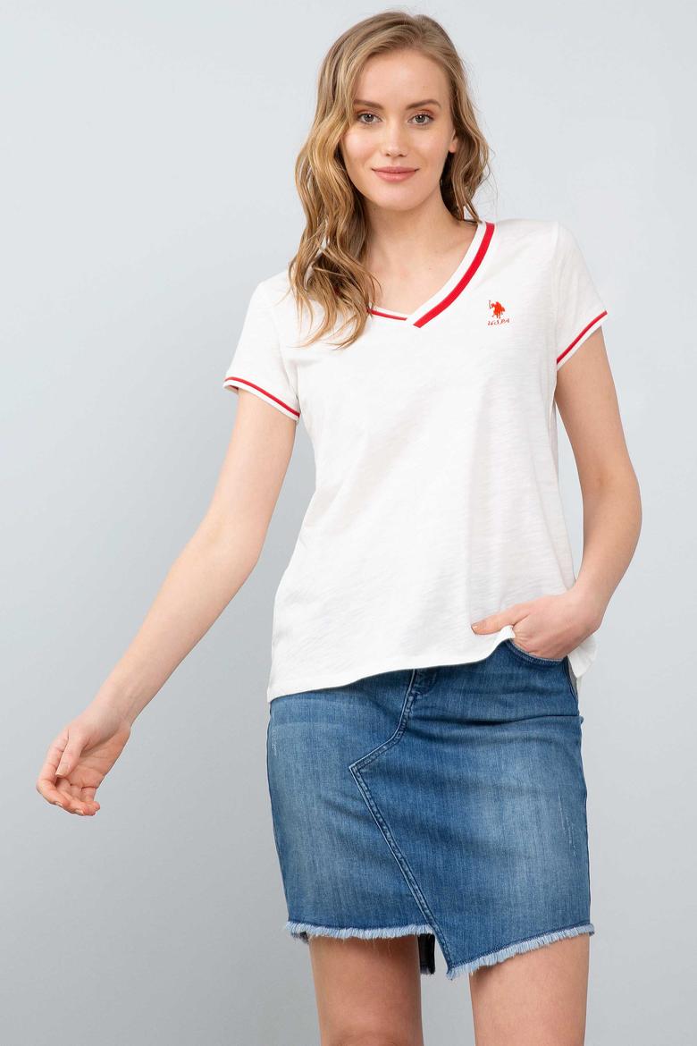 Kadın Beyaz V - Yaka T-Shirt