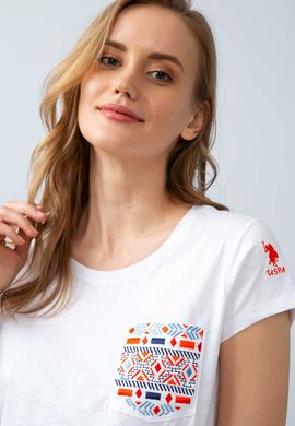 Kadın Beyaz Bisiklet Yaka T-Shirt - 50204847007