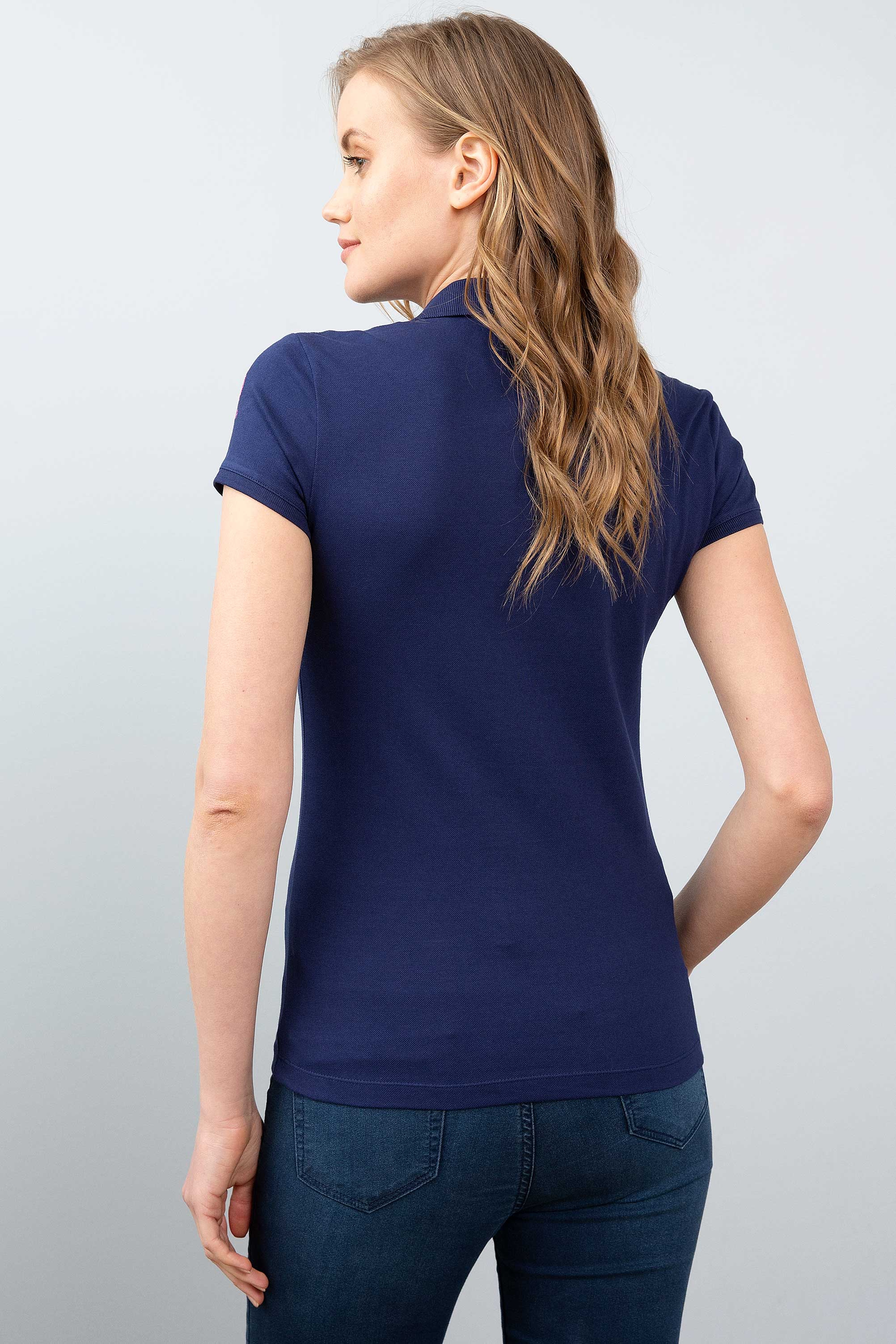 Kadın Lacivert Polo Yaka T-Shirt - Image 3