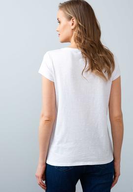 Kadın Beyaz Bisiklet Yaka T-Shirt - 50204916005