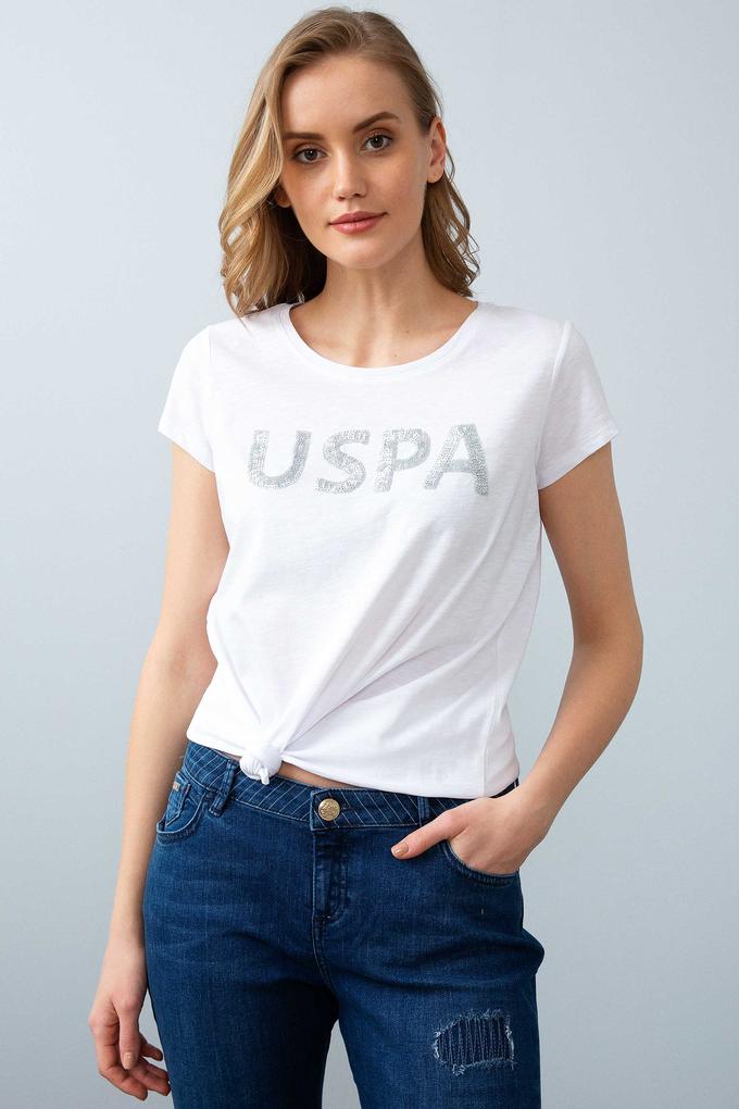 Kadın Beyaz Bisiklet Yaka T-Shirt