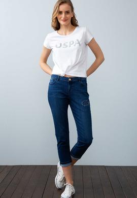 Kadın Beyaz Bisiklet Yaka T-Shirt - 50204916005