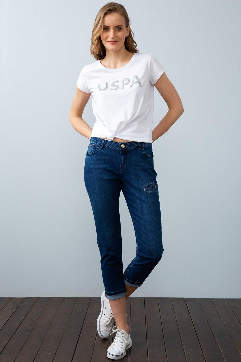 Kadın Beyaz Bisiklet Yaka T-Shirt - 50204916005