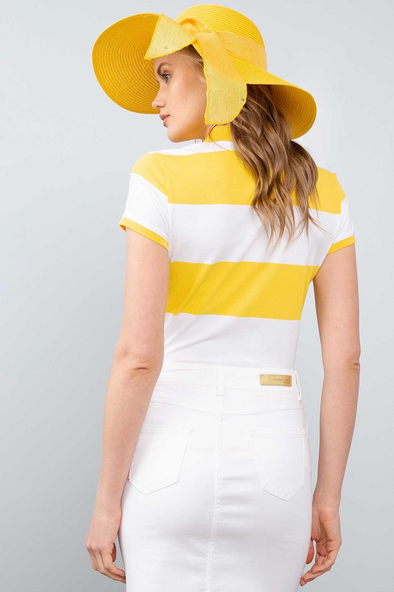 Kadın Sarı Polo Yaka T-Shirt - 50204926024