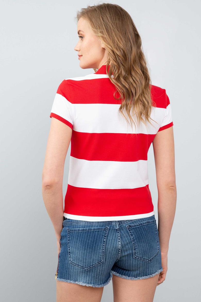 Kadın Kırmızı Polo Yaka T-Shirt - 50204926039