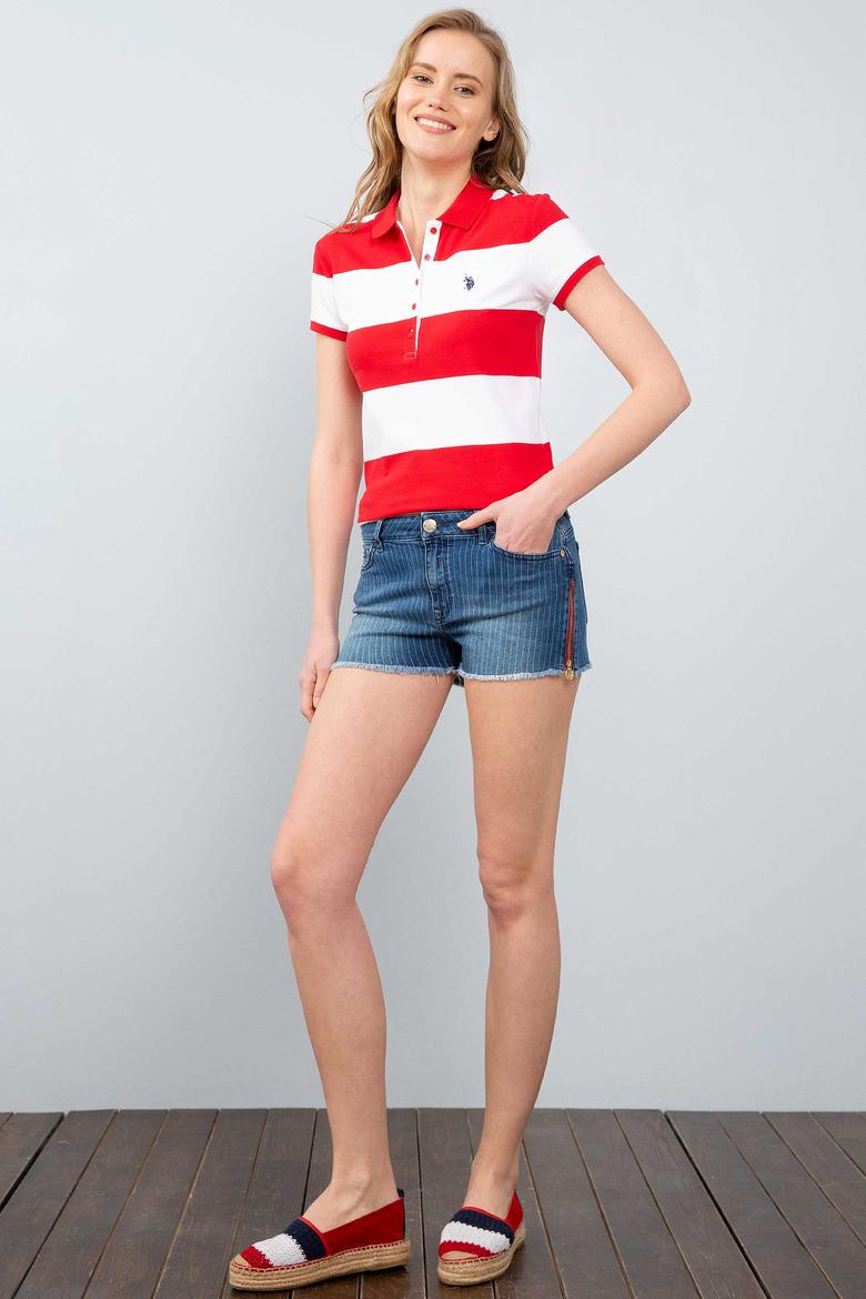 Kadın Kırmızı Polo Yaka T-Shirt - 50204926039