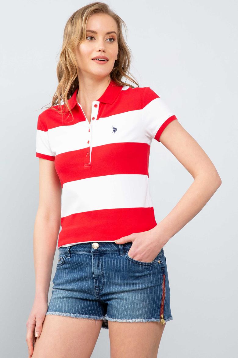 Kadın Kırmızı Polo Yaka T-Shirt